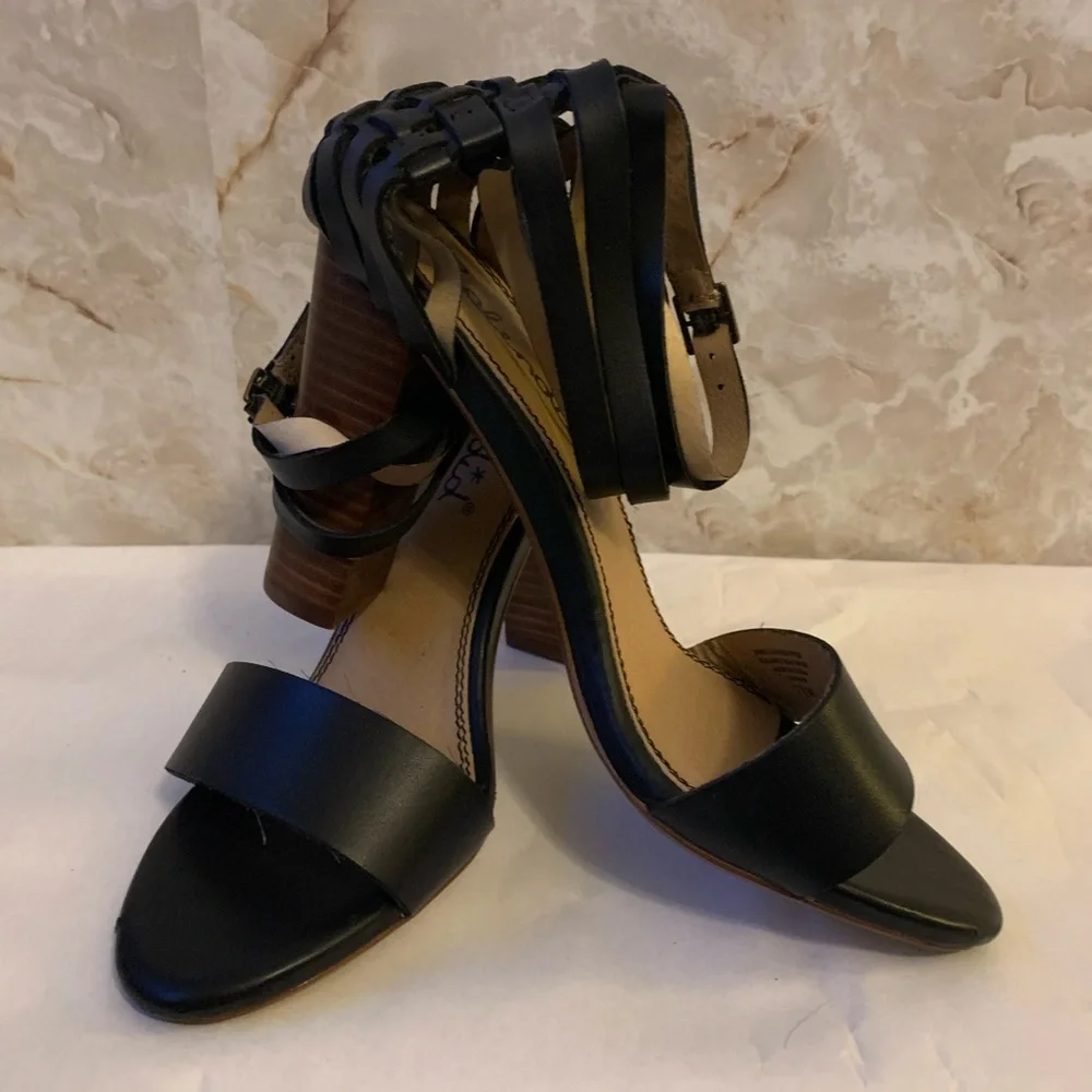 Splendid Jena 7.5 leather weave ankle strap heel